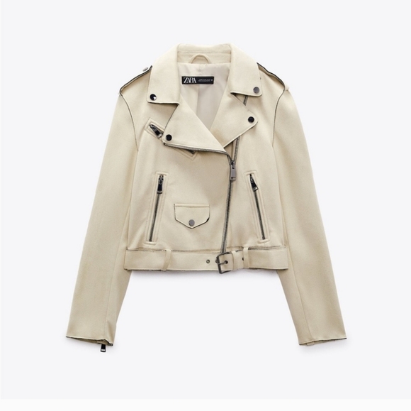 NWOT ZARA FAUX LEATHER MOTO JACKET- Size medium - Picture 1 of 7